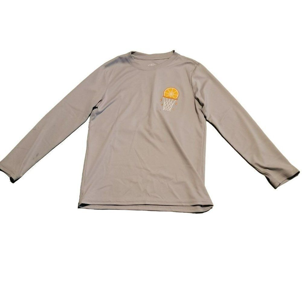 Athletic Works Boys Gray Long Sleeve Crew Neck Pullover Basketball T-Shirt Size